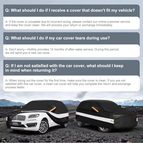 Image of 10 Layers SUV Car Cover Custom Fit for Lincoln Nautilus, MKX (2006-2026), Waterproof All Weather for Automobiles, Outdoor Full Cover Sun Dust Rain Protection with Cotton. Black