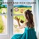 Noaxylic Kids Window Color Set, mit 8 X 10 ml Farbe und Malvorlage A4 mit 20+ Motiven, Fensterfarben auf Wasserbasis Kinder, für DIY Glatte Oberflächen wie Glas, Spiegel Fliesen