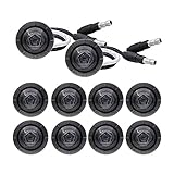 Meerkatt (Pack of 10) Special Generation 3/4 inch Round Smoked Lens 5 Amber + 5 Red LED SMD Side Marker Clearance Indicators Lights 2 Pin Plug black rubber grommets Trailer Boat RV Truck 12V DC XT-DC