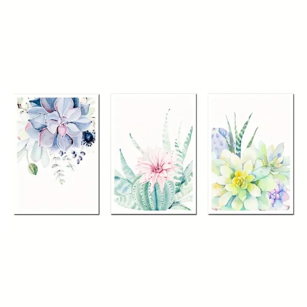 WBYZAC Botanical Posters-Abstract Small Fresh Watercolor Flowers Living Room Sofa Dining Room Bedroom Kitchen Background Wall Decoration Painting Artwork-60 * 80cm*3PCS (No Frame)