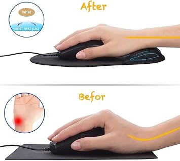 Office Mousepad with Gel Wrist Support - Ergonomic Gaming Desktop Mouse Pad Wrist Rest - Design Gamepad Mat Rubber Base for Laptop Computer -Silicone Non-Slip Special-Textured Surface (Grey)