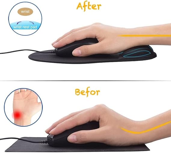 Office Mousepad with Gel Wrist Support - Ergonomic Gaming Desktop Mouse Pad Wrist Rest - Design Gamepad Mat Rubber Base for Laptop Computer -Silicone Non-Slip Special-Textured Surface (Grey)