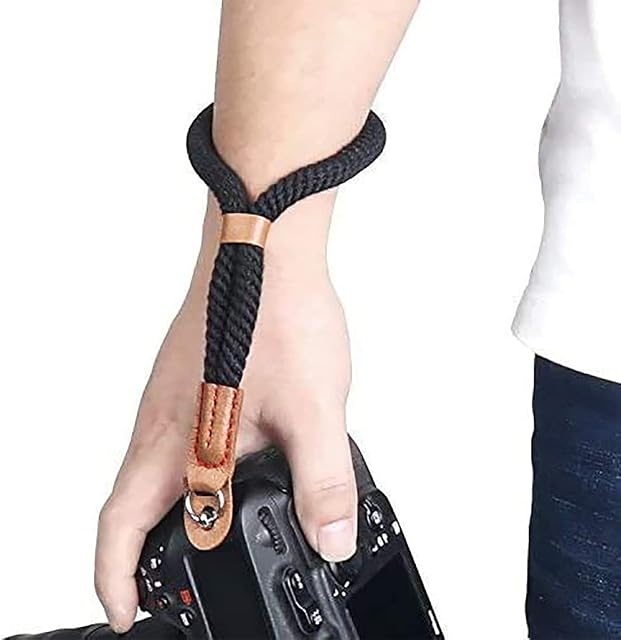 Camera Wrist Strap, Sugelary Soft Cotton Leather DSLR Wrist Strap for Canon Canon Nikon Sony Fujifilm Mirrorless Camera (Black)