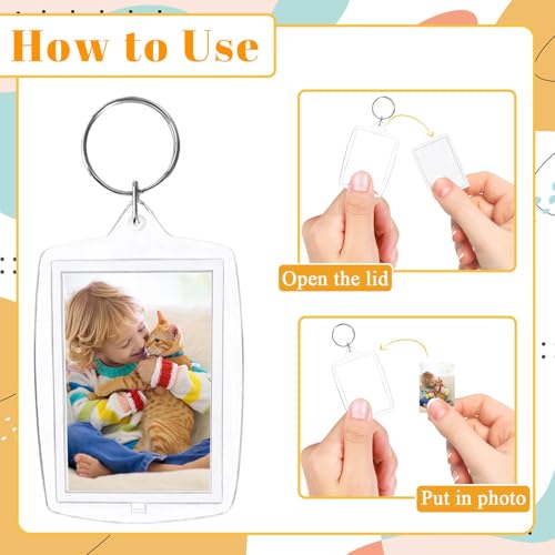 Image of BharatBazaar 10 Pcs Photo Keychain, Acrylic Photo Frame Keyring,Keychain Clear Acrylic with Split Ring,Photo Insert Keychains for Personalised Custom,Artwork,Gifts