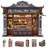 DIY Miniature House Kit, Dollhouse Fantastic Book Store for Adults to Build, Birthday/Christmas Day Gift for Family and Friends, Prefab Tiny Home with LED Lights,The Notting Hill Stories