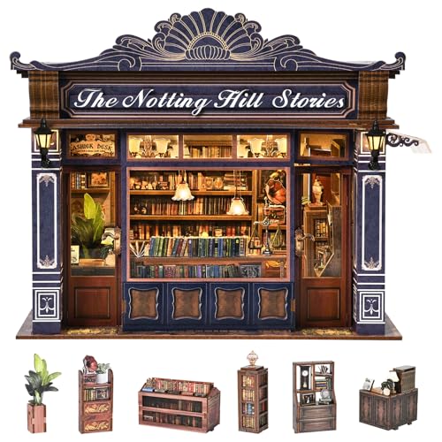 DIY Miniature House Kit, Dollhouse Fantastic Book Store for Adults