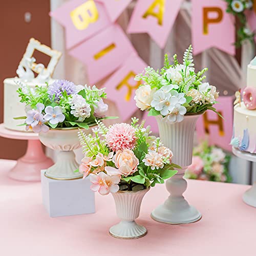Nuptio 10 Pcs Artificial Fake Flowers Plastic Flower Arrangements For Wedding Table Centerpieces Decoration, Artificial Flower Bouquet For Mother's Day Party Baby Shower Decor(Champagne & White) #TOP6