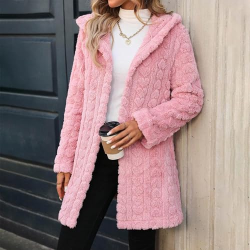 for Women Winter Fall Long Sleeve Warm Fuzzy Hooded Cardigan Basic Jacket Hood Outfits Women 2025 Fashion2