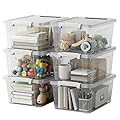 WYT 6-Pack Clear Plastic Storage Bins with Lids, 8 Quart Organizer Container Box with Latch Buckles