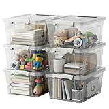 WYT 6-Pack Clear Plastic Storage Bins with Lids, 8 Quart Organizer Container Box with Latch Buckles
