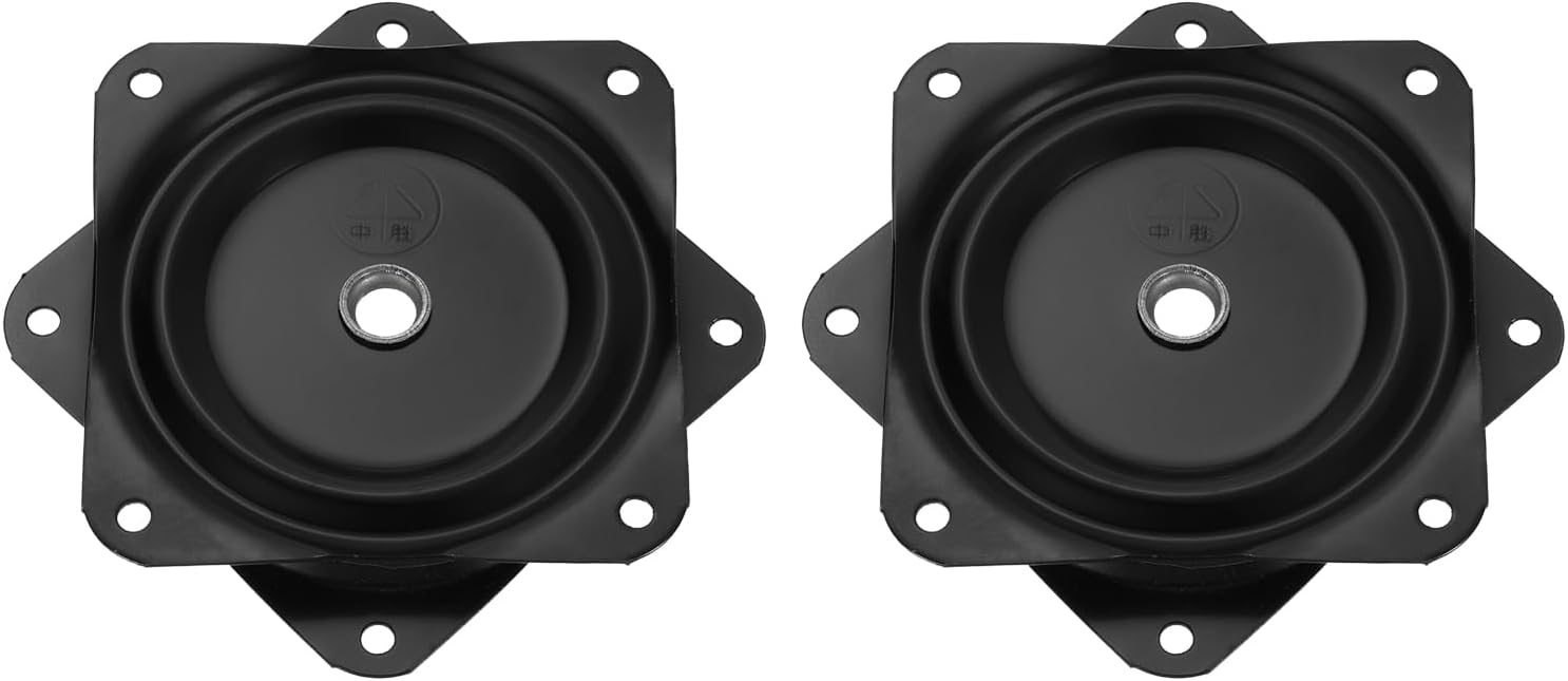 uxcell 2Pcs 3" Bar Stool Swivel Replacement, 360° Rotation Lazy Susan Turntable, Square Semi-Ball Bearing Seat Swivel Base Mount Plate for Recliner Chair or Table, Black (75x1mm)