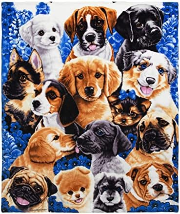 Dawhud Direct Puppy Fleece Blanket for Bed, 50" x 60" Cute Fleece Throw Blanket for Girls, Women, Men and Kids - Super Soft Plush Dogs Blanket Throw Dog Lovers Fleece Throw Blanket with Dog Design
