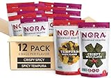 Spicy + Spicy Tempura Seaweed Snacks Bundle by Nora, Healthy Low-Carb Nori Sheets, Asian Snacks, Crunchy Seaweed Snack Chips, Snacks of Asia, Korean Vegan Snacks, Gluten-Free, Non-GMO, 2 x 6 Packs