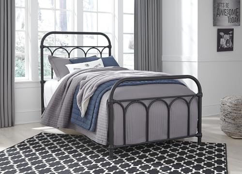 Signature Design by Ashley Nashburg Twin Metal Bed with Headboard, Black - image 7