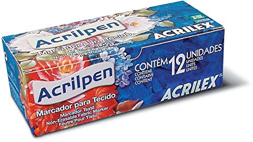 Acrilex Acrilpen Marcador para Tecido, Verde (Musgo) 12 Unidades