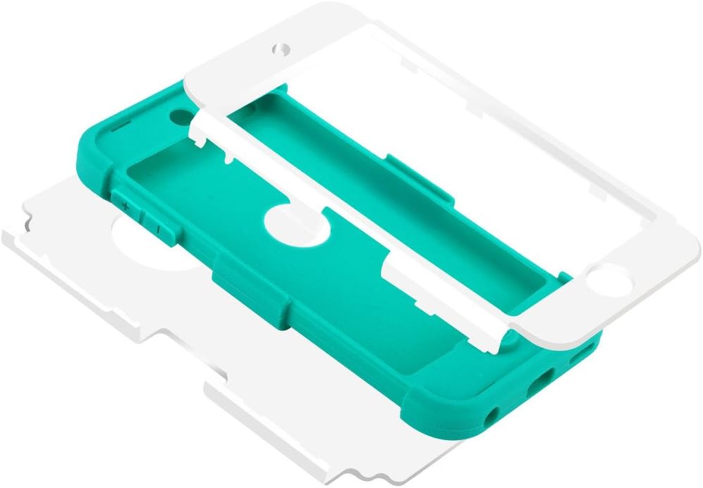 Hocase iPod Touch 7th/6th/5th Generation Case, iPod Touch 7/6/5 Case, Shockproof Protection Soft Silicone Hard Plastic Full Body Protective Case for iPod A2178/A1574/A1509/A1421 - White/Teal Blue