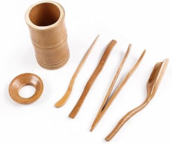 Bamboo Tea Utensils Chinese Gong Fu Tea Ceremony Cha Dao Tools 6pcs Set