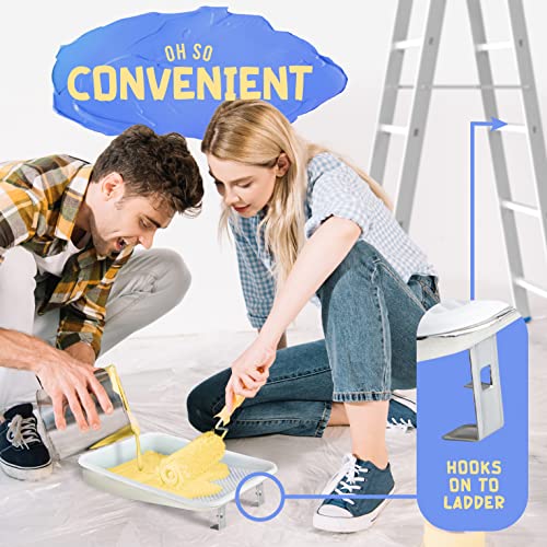 Metal Paint Tray And Liner Set, 9 Inch Paint Roller Trays, Paint Pans Trays, Pack Includes 1 Metal Tray And 10 Plastic Disposable Paint Liners, Fit 9" Painting Rollers, 1-Quart Capacity (10 Pack) #TOP5