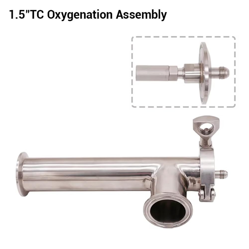 Kit De Oxigenación For Cerveza Casera - Sistema De Aireación Desmontable De 1,5" TC, Piedra De 2,0 Micras (50,5 Mm De Diámetro Exterior, 8" De Longitud Total, Acero Inoxidable 304)