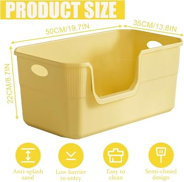 Cat Litter Tray Box Large,Extra Large Cat Litter Trays with Open Top,High Sided Deep Cats Litter Boxes for Cats Kitten Rabbit Dog(Grey)