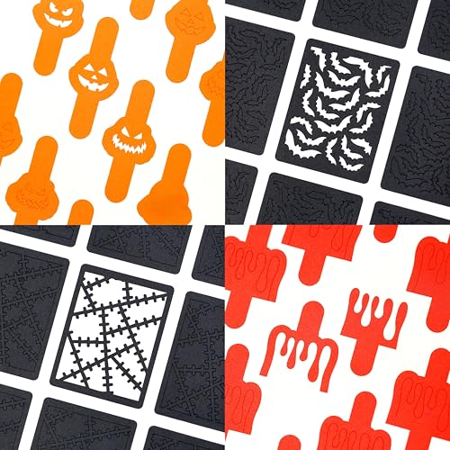 Halloween Nail Vinyl Stencils 4 Pack (Bats, Pumpkin Faces, Monster Blanket, Dripping) for Nail Art Design