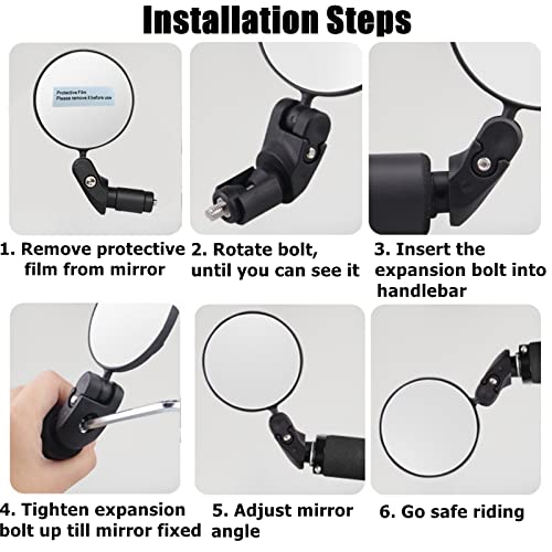 Ryango Bike Mirror, Bar End Bicycle Mirror, Adjustable Bike Rear View Mirrors For Handlebar End, Acrylic Convex Round Hd Bicycle Mirrors, Bike Rearview Mirrors For Road Bike Mountain Bike (1) #TOP2