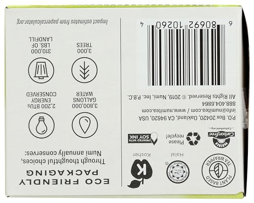 Numi Organic Ginger Lemon Decaf Tea, 16 Green Tea Bags, Micro-Plastic Free