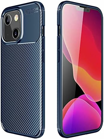 Toppix Compatible with iPhone 14 Plus Case 6.7 Inches, Soft TPU Bumper Flexible [Shock Absorption] [Carbon Fiber Texture] Autofocus Bumper Protective Cover for iPhone 14 Plus, Blue