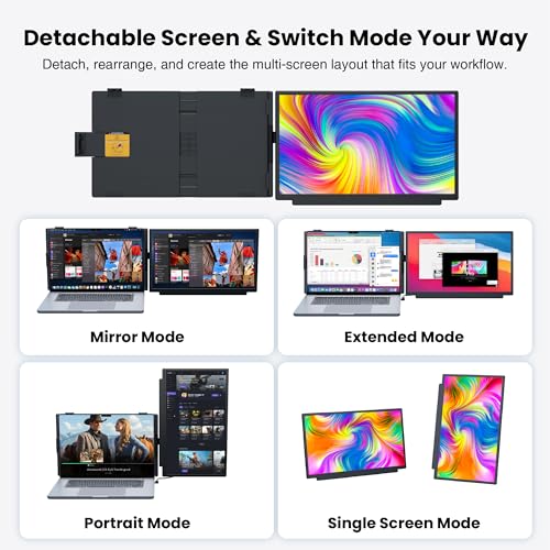 Image of kasorey Laptop Screen Extender, 15.6 inch FHD 1080P Detachable Laptop Monitor Extender for 13-17.3 inch Laptop, Plug-Play Portable Laptop Extended Monitor, Slim 0.27'' Travel Monitor for Wins /Mac /Android /PS5