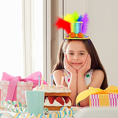 Mardi Gras Mini Top Hat With Colorful Feather Sequins Rainbow Mini Hat Headwear Carnival Costume Hair Accessories For Props Parade Halloween Party #TOP3