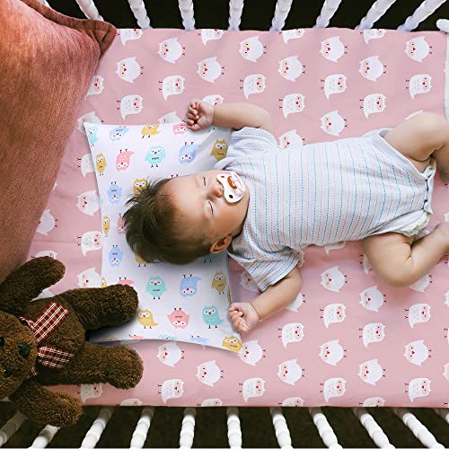 Image of Kids Toddler Pillowcases - 2 Pack Pillowslip Case Fits Pillows Sized 13 x 18 or 12x 16 for Kids Bedding Pillow Cover Pink /White Owl Baby Pillow Cases - by UOMNY