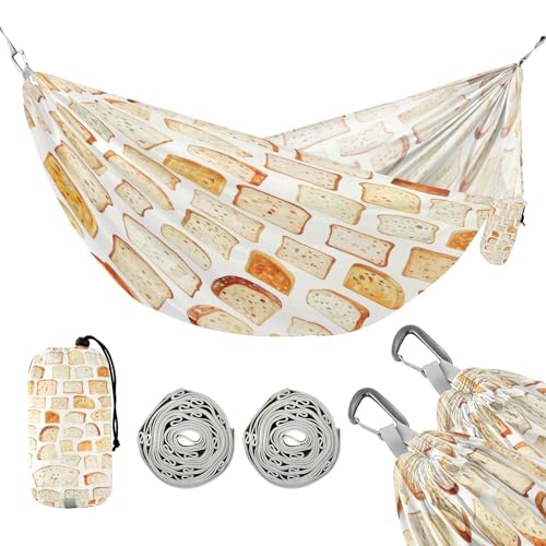 ATTX Watercolor Bread Pattern Camping Hammock - Lightweight & Portable Hammocks, Heavy Duty 330lbs Capacity for Indoor, Hiking, Backpacking, Travel, Backyard, Beach#213