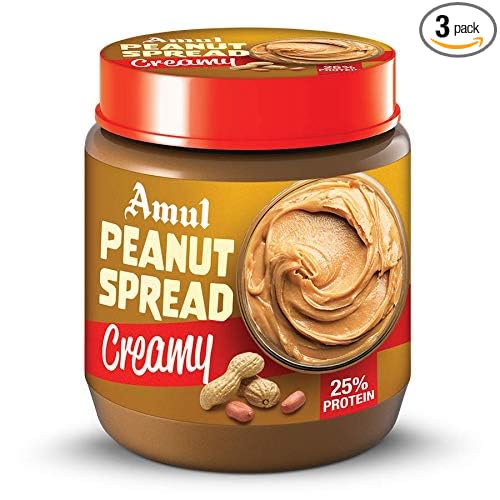 Amul Peanut Spread Creamy High Protein Peanut Butter From | 300 Gm | Pack Of 3 | No Preservatives