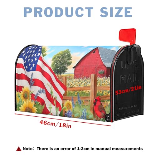 Image of Beautiful Summer Sunflower Floral Mailbox Covers Magnetic 4th of July American Flags Mailbox Cover Standard Size 21 x 18 Inch Patriotic Mail Box Wraps for Farmhouse Garden Yard Decor