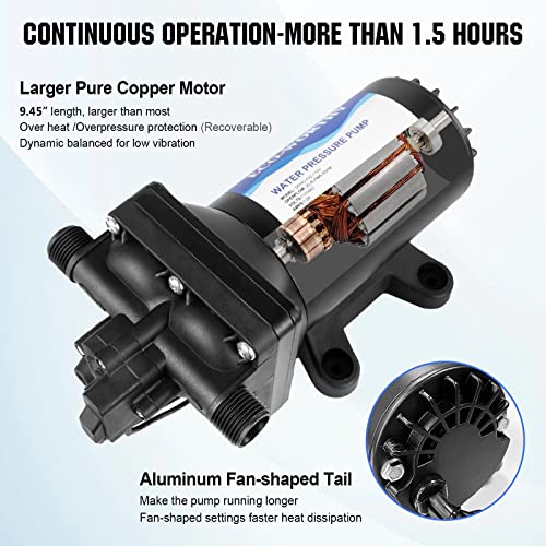 Image of ECO-WORTHY Industrial Water Pressure Diaphragm Pump 110V 5.5GPM 55PSI On Demand RV Fresh Water Pump 110Volt include Garden Hose Adapters for Transfer Booster Heater Barrel Sprinkle Irrigation