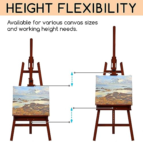 Image of MEEDEN Large Painting Easel Stand: Solid Beech Wood Studio Easel for Adults