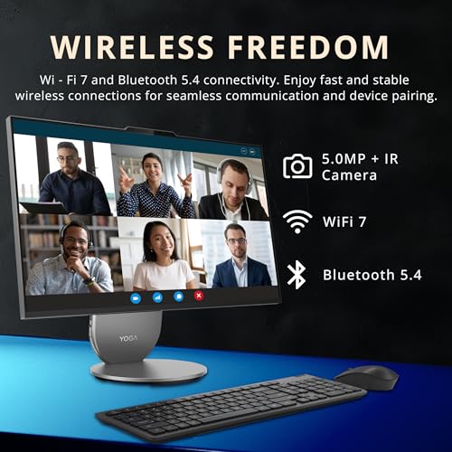 Image of Lenovo Yoga All-in-One Desktop AI PC, 27 inch QHD IPS+120Hz Display, Intel Ultra 7 255H, 16GB LPDDR5X, 3TB Storage (2TB SSD+1TB Docking Station), Intel Arc GPU, Wi-Fi 7, Wireless Charging, Win 11, Gray