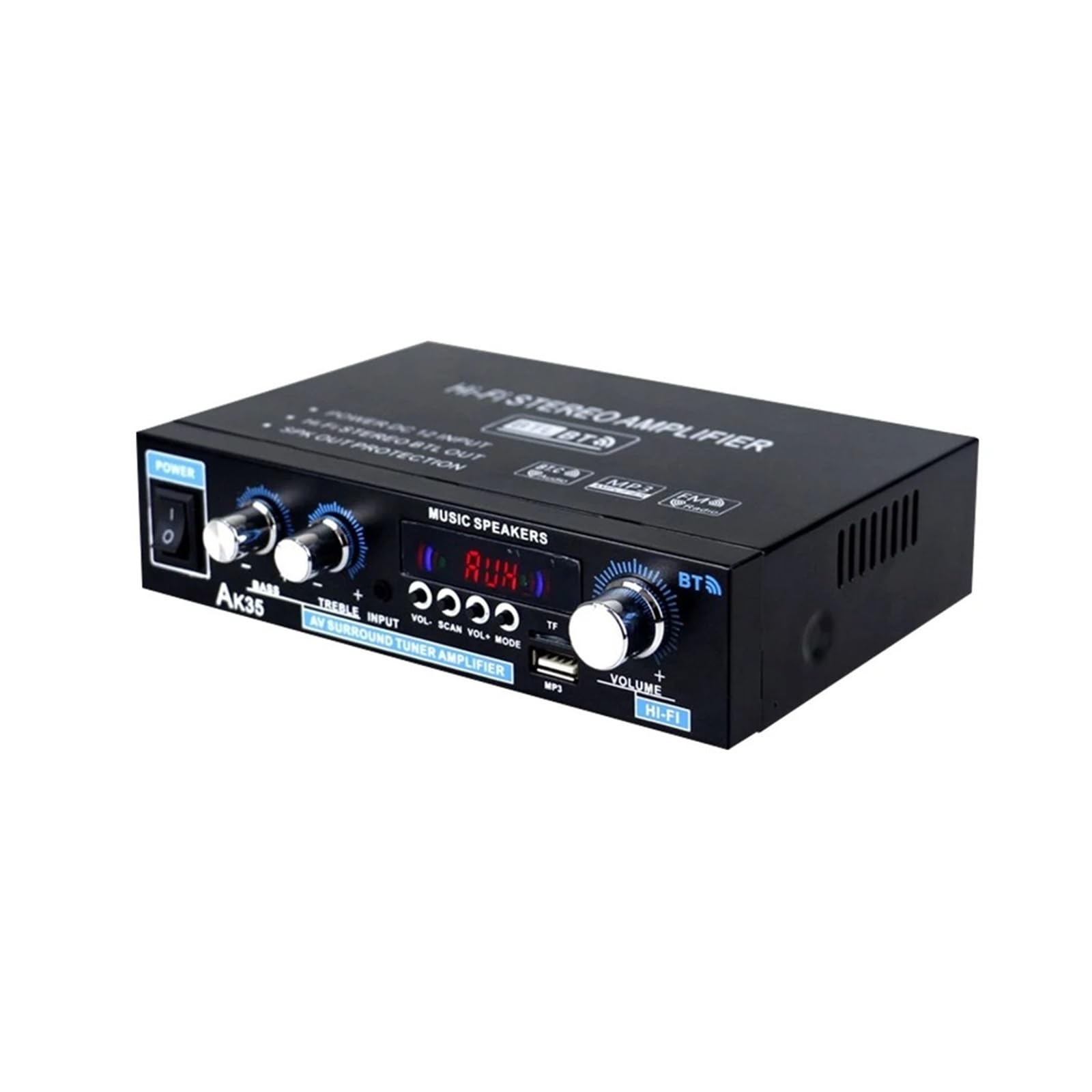 1PC AK35 Bluetooth HiFi Stereo Power Amplifier with USB TF RCA AUX in + Remote