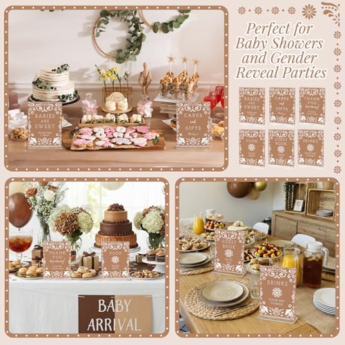 Image of Vercraft 6 Pcs Cielito Lindo Baby Shower Table Decoration Mexican Fiesta Papel Picado Thank You Acrylic Sign 6 x 8 Inch Brown Cielito Lindo Centerpieces with Stand Mexican Party Decoration