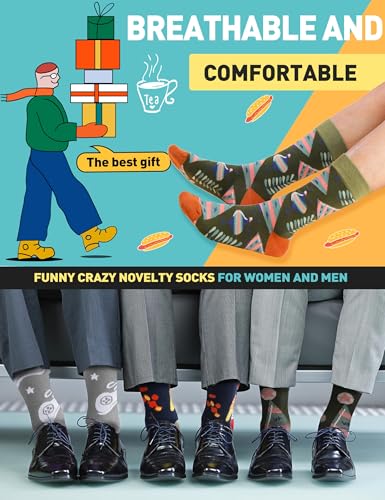 Image of MOGGEI Funny Socks for Men Women Fun Cozy Crazy Novelty Fashion Breathable Printed Cotton Boot Socks