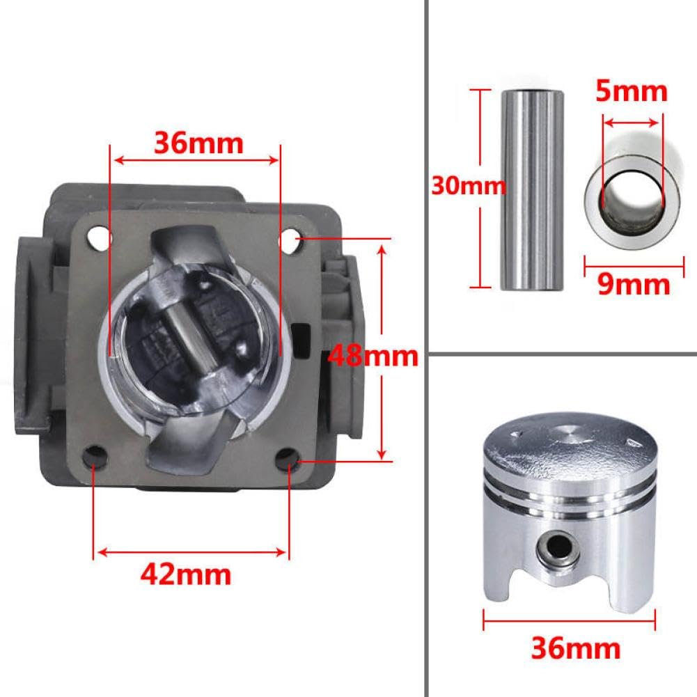 pistone Cilindro 36MM Compatibile con Motore BC 33 32,6CC