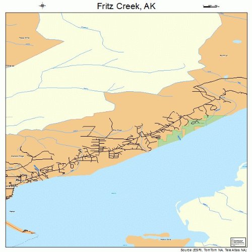 Large Street & Road Map of Fritz Creek, Alaska AK Printed poster size