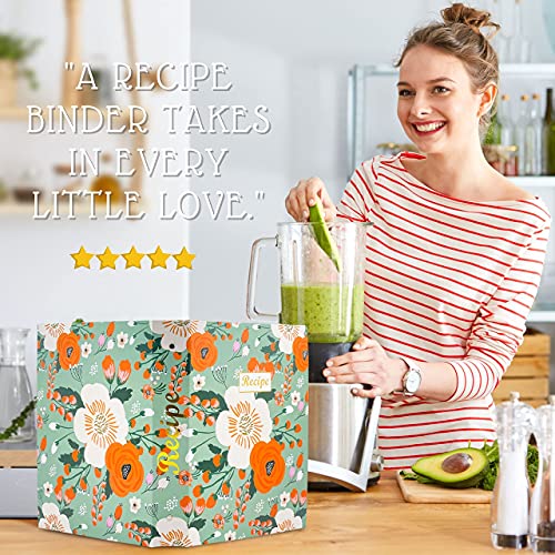Relaehih 3 Ring Recipe Binder 8.5”X11” Large Recipe Book To Write In Your Own Recipes With Recipe Cards 4X6, Unique Gifts For Women Grandma (Green Spring Bouquet) #TOP6