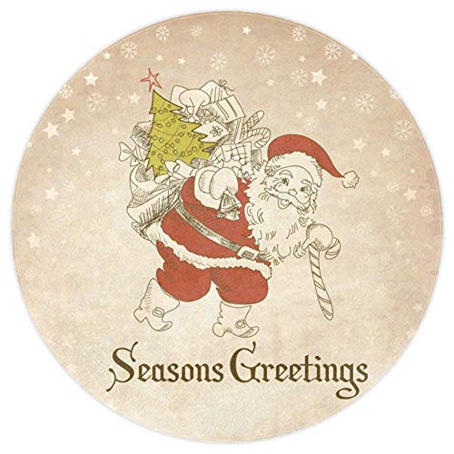 Tapis rond de Père Noël doux en tissu polyester multicolore lavable de 160cm