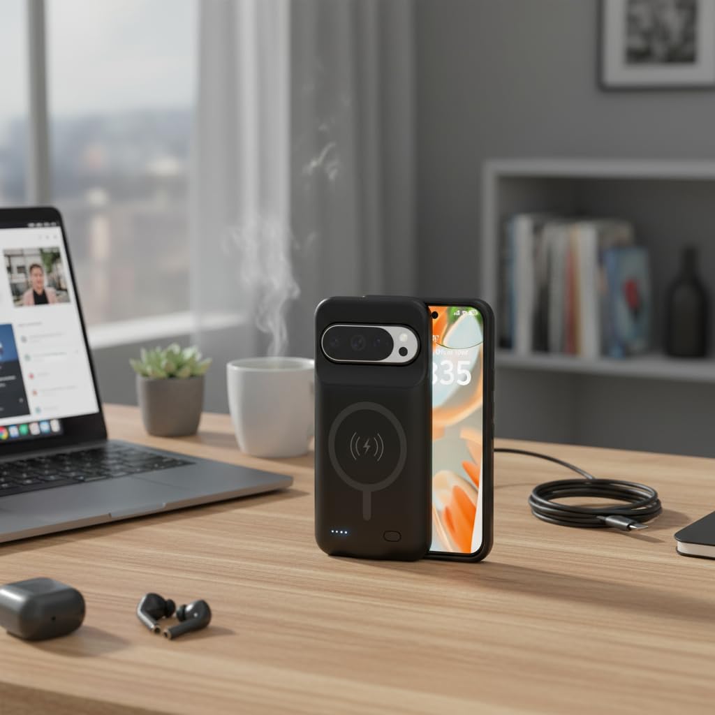 Cover Batteria per Pixel 10 Pro XL / Pixel 9 Pro XL Custodia Ricaricabile Portatile per Telefono Batteria Esterna Portatile 10000mAh Custodia Protettiva con Caricatore Esterno, Nero