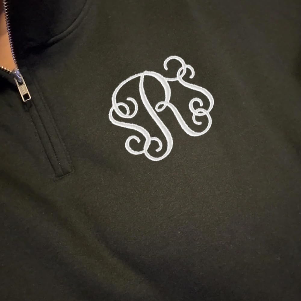 POPPOP Custom Monogram Quarter Zip Sweatshirt, Personalized Initials Pullover for Women, Cozy Embroidered Half Zip Sweater, Casual Fleece Top, Custom Name Letter Gift - Image 4