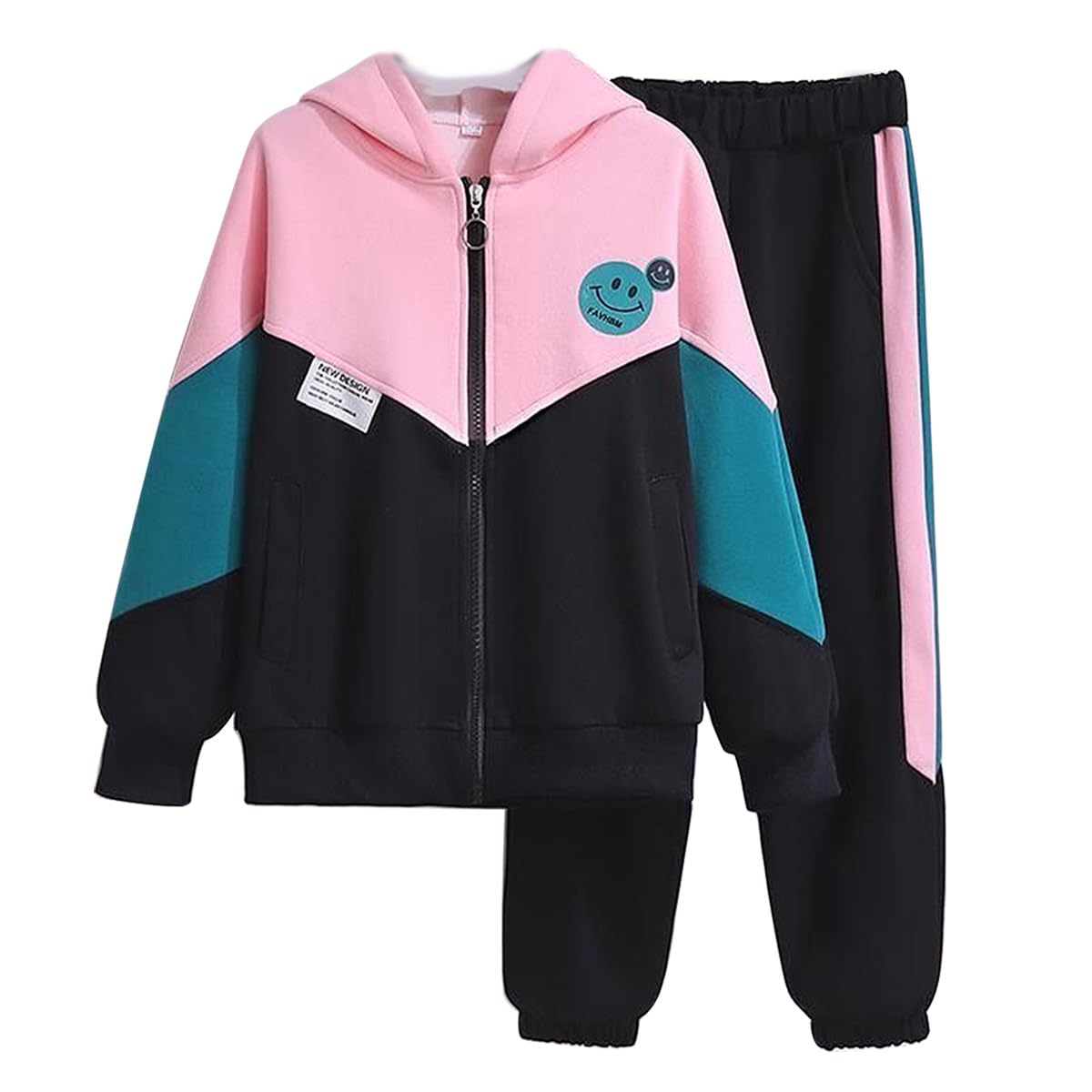 linboo Chándal infantil para niña, conjunto de ropa deportiva, chaqueta y pantalones de chándal