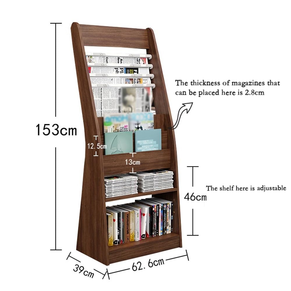 Broschürenständer Bodenstehender Zeitungsständer Informationsständer Bodenständer for Bücher und Broschüren Zeitschriftenständer(Walnut)