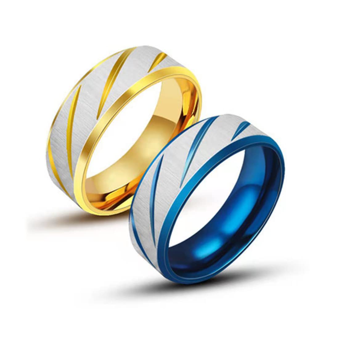 FOREVER BLINGS Rings for Men 2 Pcs Combo Rings Stainless Steel Rings Blue Gold Textured Band Rings for Men and Boys - Ring Size 21 (B0B9YDZQKF) Amazon Price History, Amazon Price Tracker
