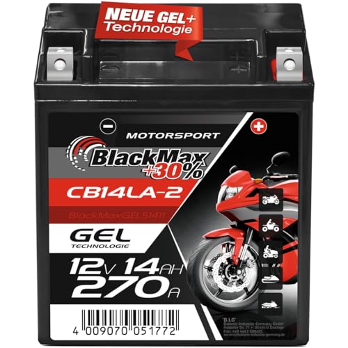 BlackMax Motorradbatterie YB14L-A2 12V 14Ah 270A EN